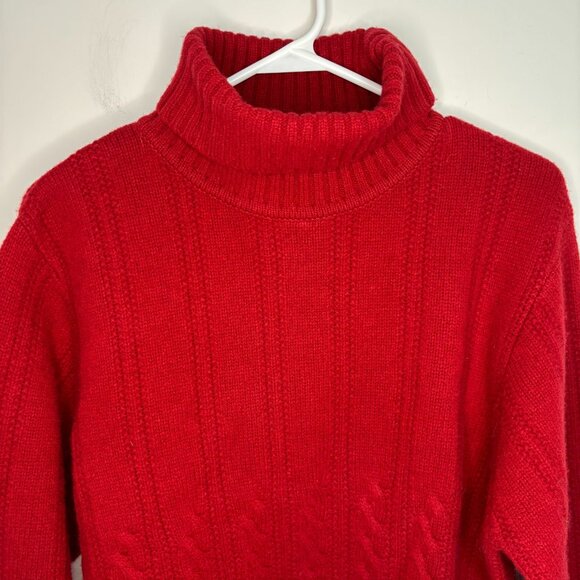 PENDLETON NEW Turtleneck Sweater Womens XL Lambswool Red Long Sleeve Cable Knit - Picture 3 of 6